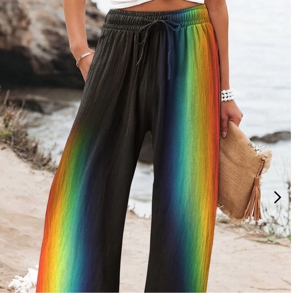 PRIDE Rainbow Cotton Wide Leg Pants - Picture 4 of 6